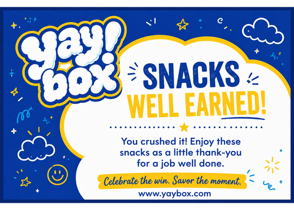 Thank You card front: Snacks well earned!